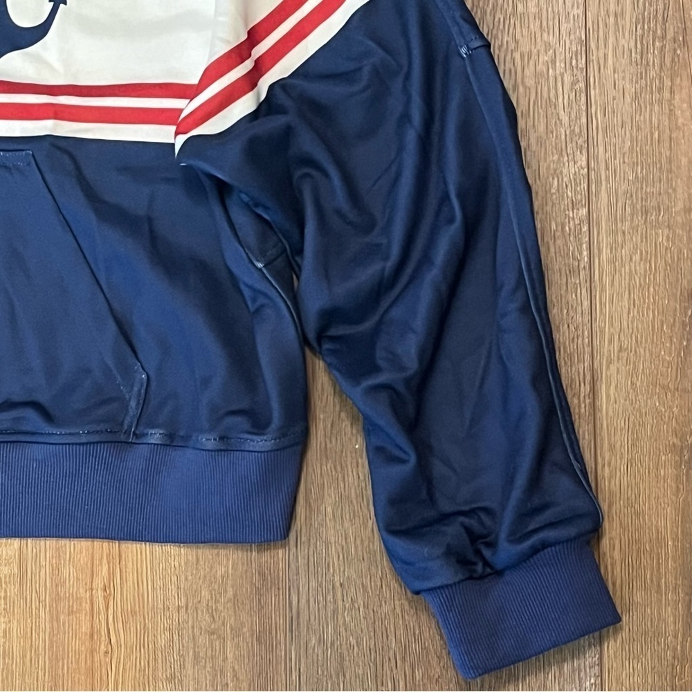 Y2K Nautical ANCHOR Half Zip Hoodie Jacket Pullover Cropped Women's XL Oversized - Picture 4 of 16